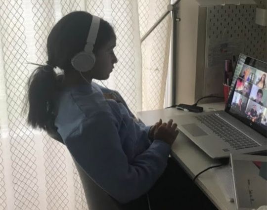 Sofia participating in junior astronaut camp online