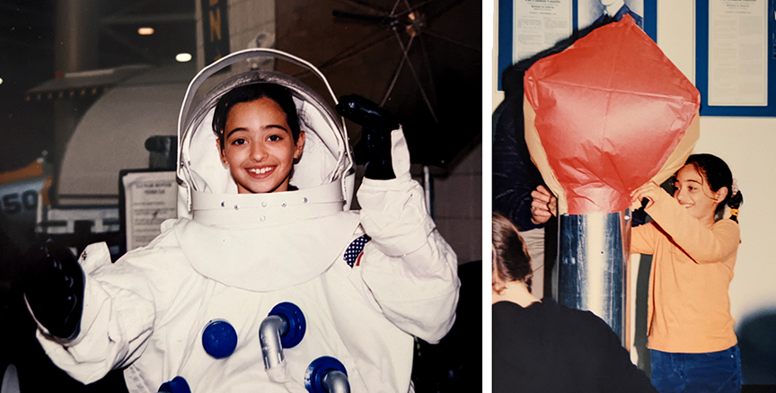 Dr. Giulia Rossi having fun exploring science at a CAGIS aviation event when she was age 9