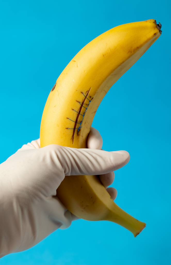 Doctor teaches young people to suture by sewing a banana peel at CAGIS virtual