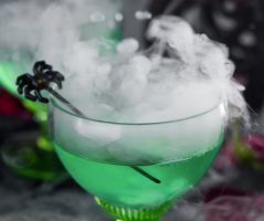 green jel in a misty glass
