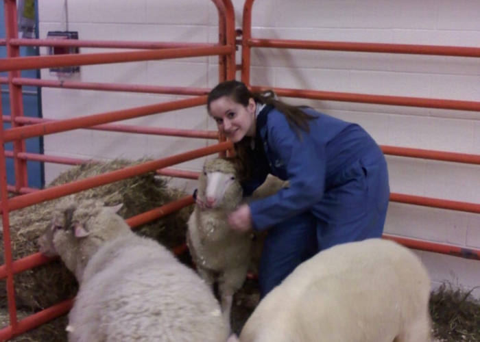 Brianne Davis with sheep