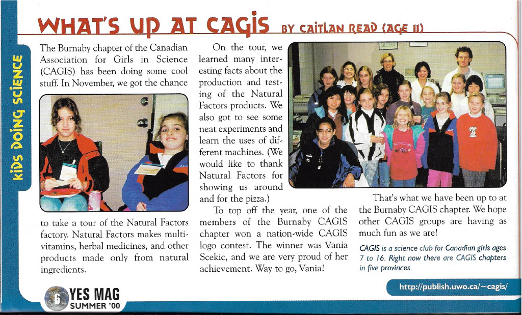 CAGIS old clipping from Yes Mag