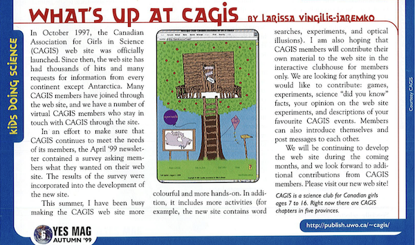 Old CAGIS website in YES Mag